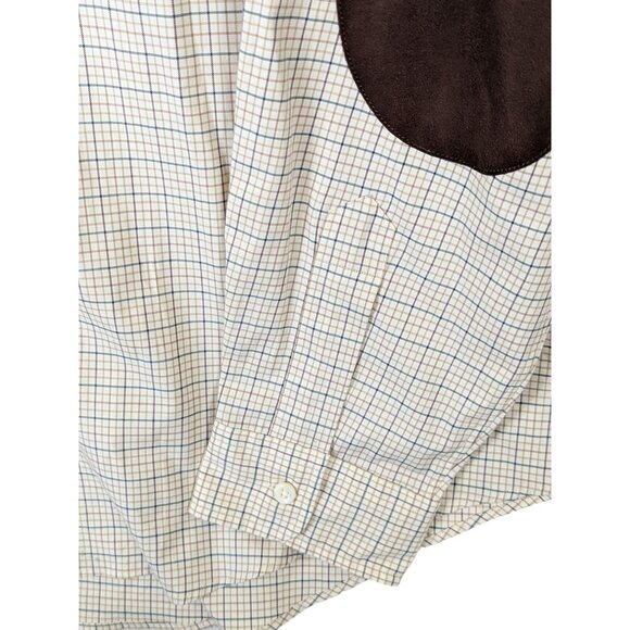 Ralph Lauren Men size XL Plaid Button Up Shirt Suede Elbow Patches Equestrian - Picture 7 of 16